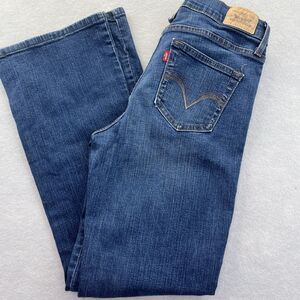 Levis Jeans Womens 10 Dark Blue Denim Perfectly Slimming Flare Bootcut Stretch